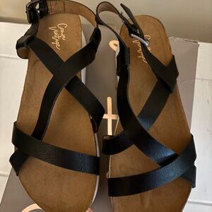 Crown Vintage Black Crisscross Slingback Sandals